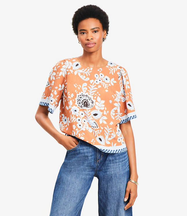 Floral Gathered Sleeve Blouse