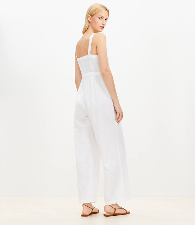 Linen Cotton Strappy Jumpsuit