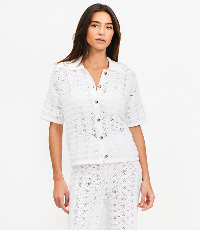 Loft Petite LOFT Beach Pointelle Shirt