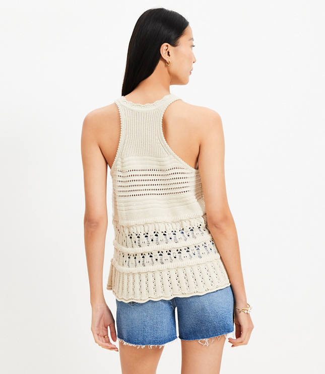 Petite Textured Pointelle Swingy Sweater Tank Top