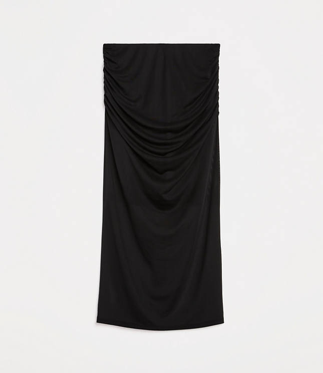 Petite LOFT Versa Mesh Ruched Midi Skirt