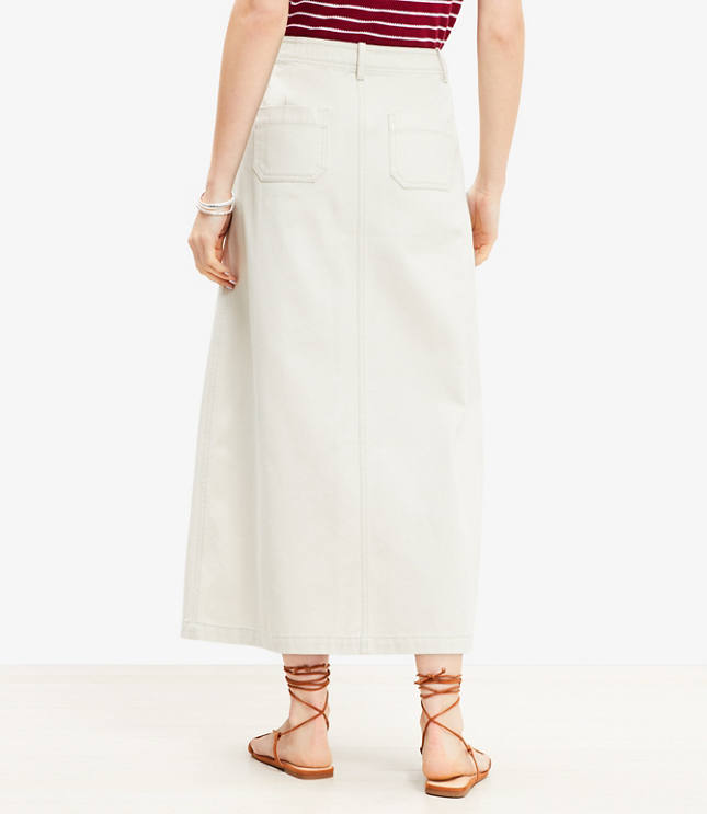 Front Slit Seamed Midi Pocket Skirt
