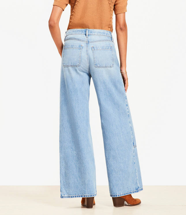 Petite High Rise Wide Leg Carpenter Jeans Classic Indigo Wash