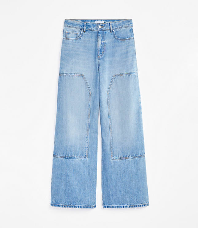 Petite High Rise Wide Leg Carpenter Jeans Classic Indigo Wash