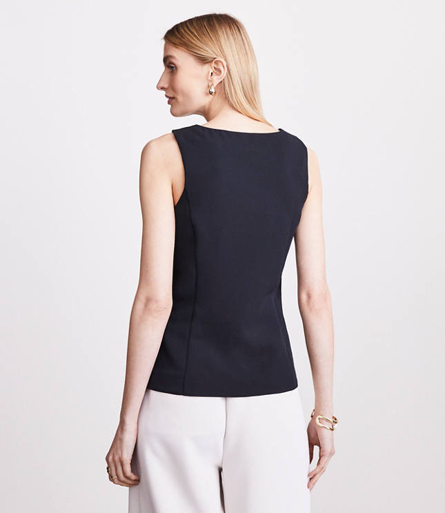 Petite LOFT Versa Crepe Drape Tank Pocket Vest