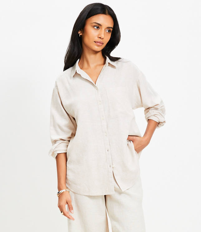 Linen Blend Everyday Oversized Pocket Shirt