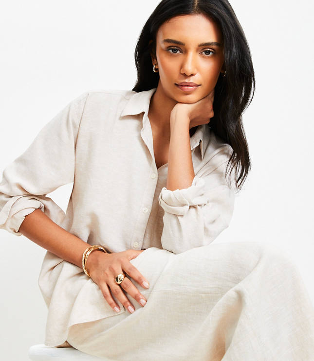 Linen Blend Everyday Oversized Pocket Shirt