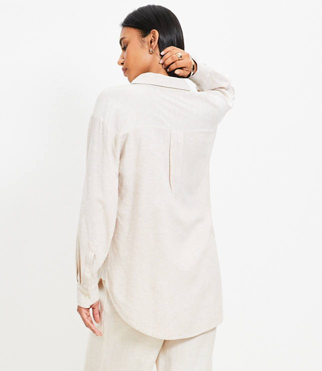 Linen Blend Everyday Oversized Pocket Shirt