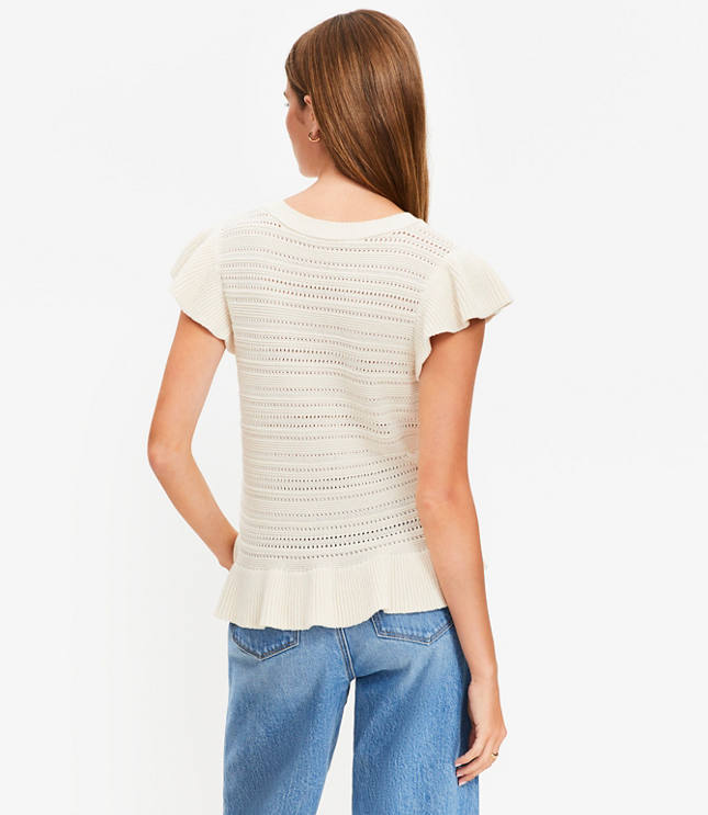 Crew Nk Textural Ruffle Tank-PETITE
