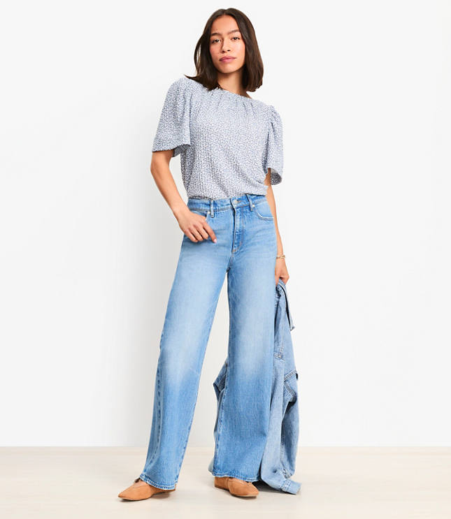Petite High Rise Wide Leg Jeans Vintage Indigo