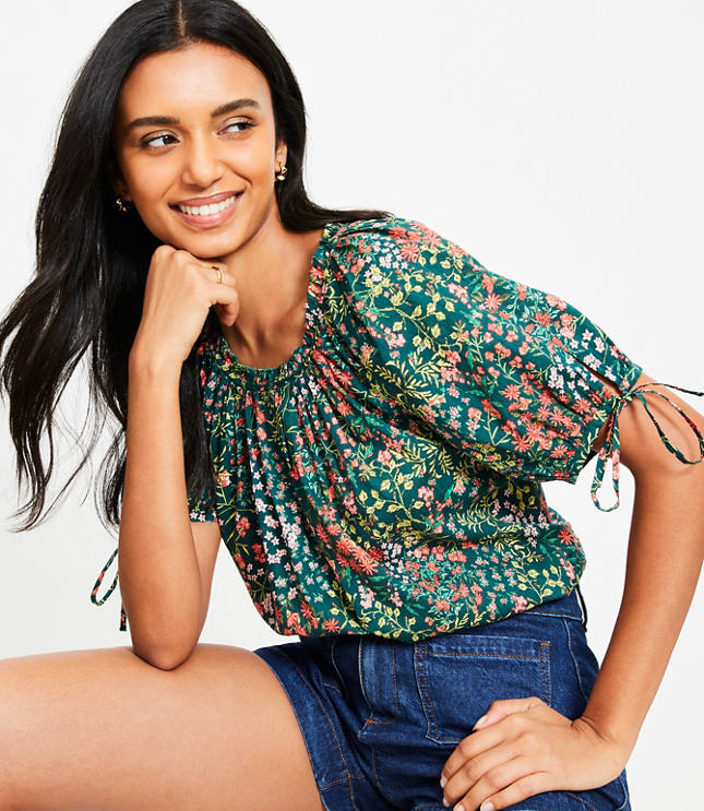 Petite Garden Tie Cuff Top