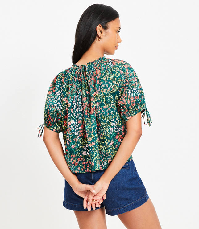 Petite Garden Tie Cuff Top