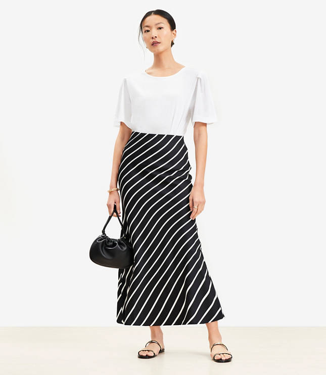 Petite Striped Bias Maxi Skirt