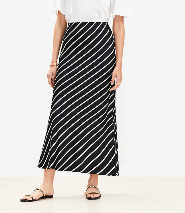 Petite Striped Bias Maxi Skirt