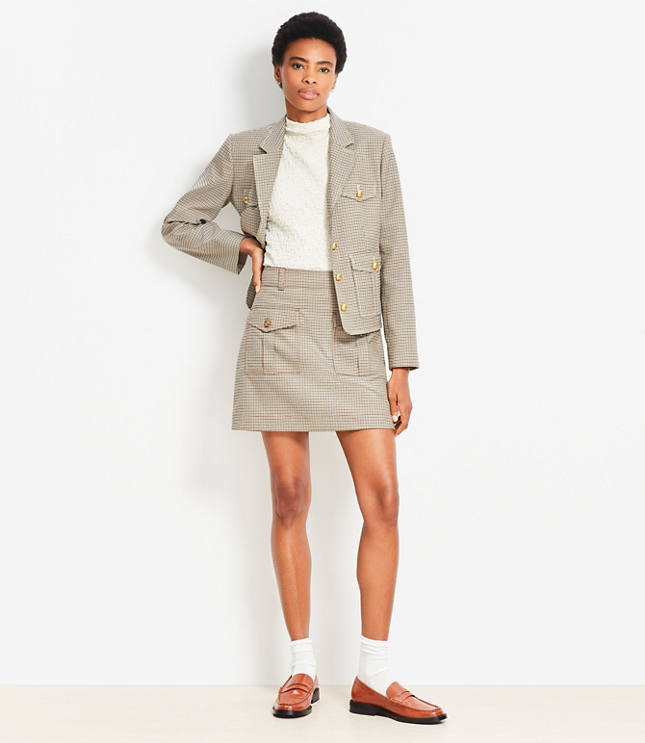 Petite Plaid Pleated Patch Pocket Mini Skirt