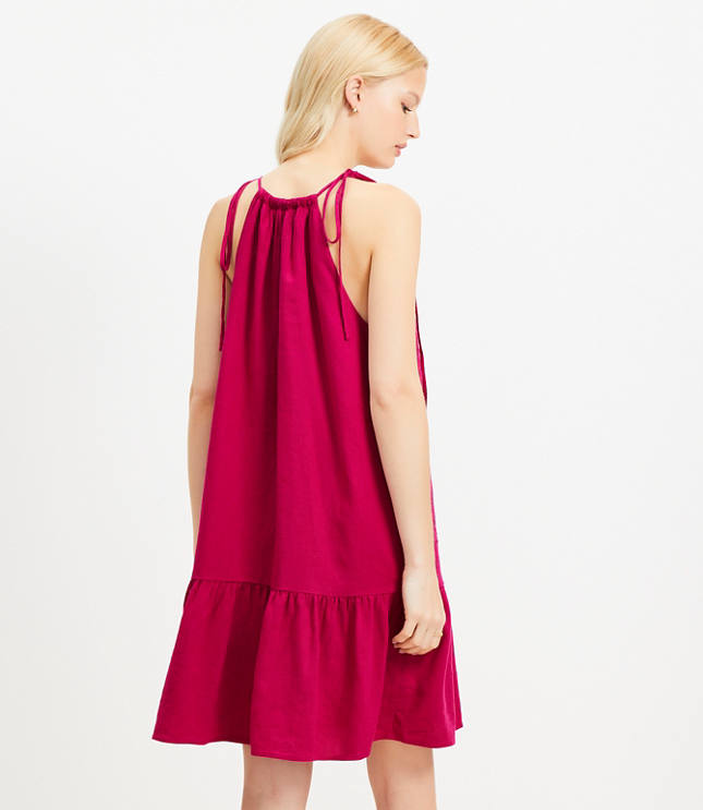 Tall Eyelet Linen Blend Mini Halter Dress