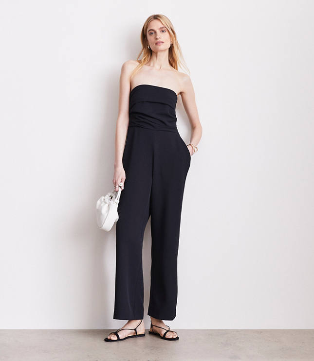 Loft Petite LOFT Versa Crepe Drape Strapless Jumpsuit