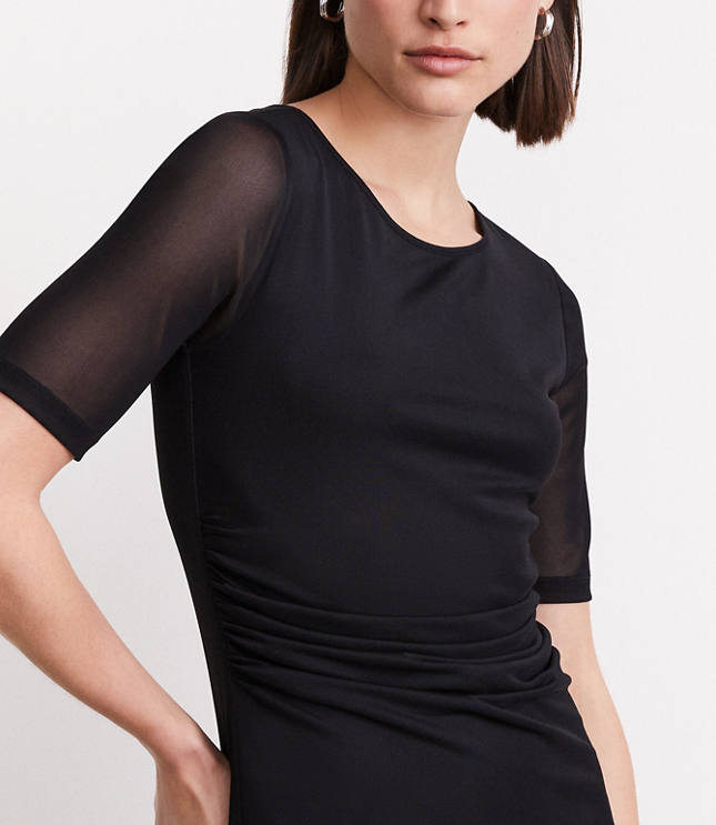 Petite LOFT Versa Stretch Mesh Midi Dress