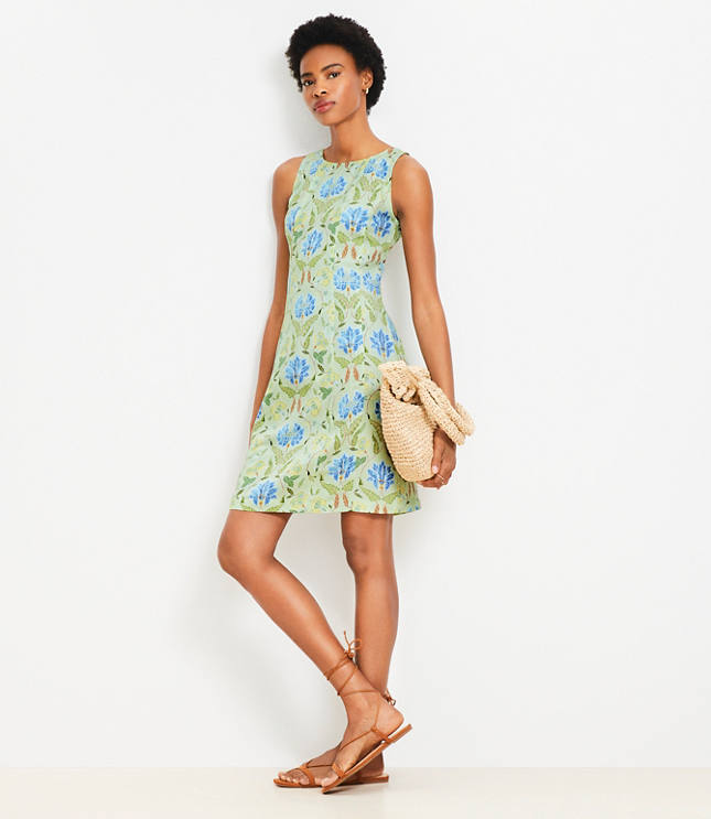 Tall Garden Linen Blend Seamed Mini Dress