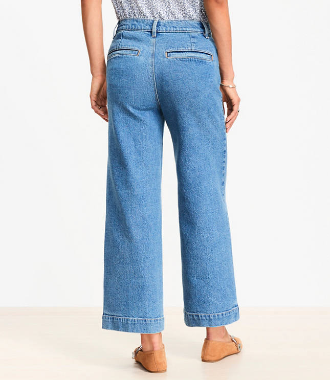 Petite Curvy Palmer Wide Leg Crop Jeans Mid Vintage Wash