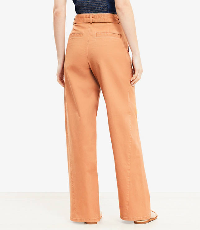 Petite Belted Slim Wide Leg Pants