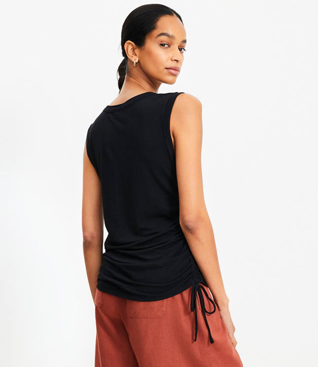 Side Tie Linen Blend Tank Top