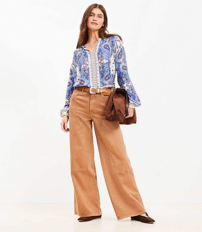 Petite Wide Leg Carpenter Pants in Twill