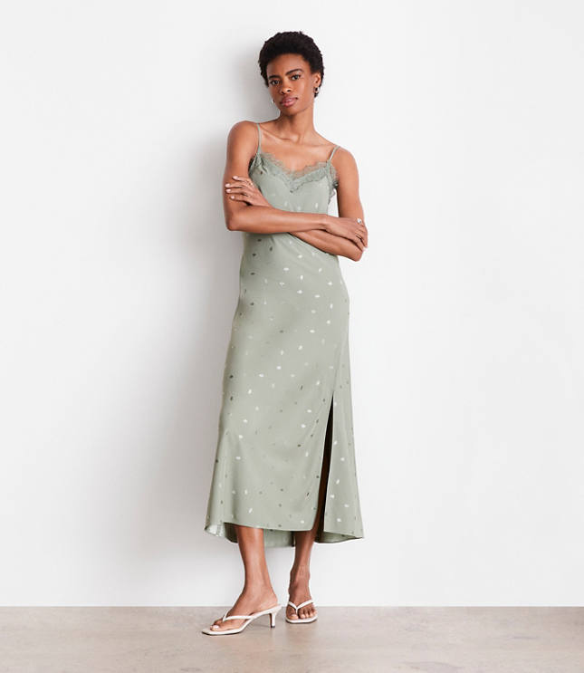 Petite LOFT Versa Gingko Strappy Midi Slip Dress