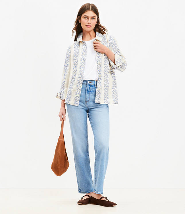 Petite High Rise Straight Jeans Bright Vintage Wash