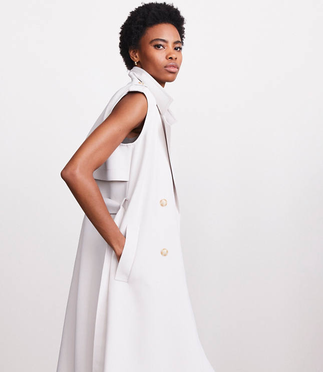 Petite LOFT Versa Crepe Drape Trench Vest