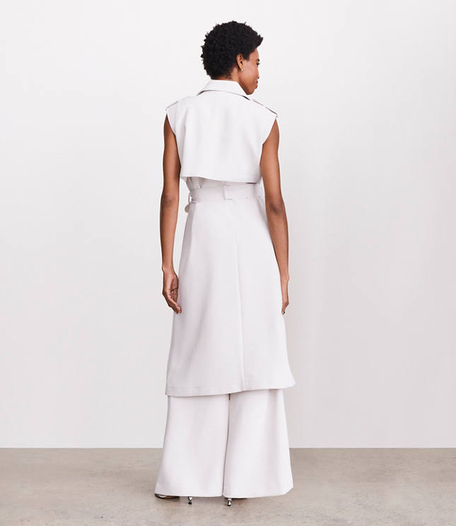 Petite LOFT Versa Crepe Drape Trench Vest