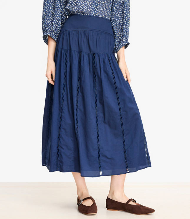 Petite Cutout Trim Midi Skirt
