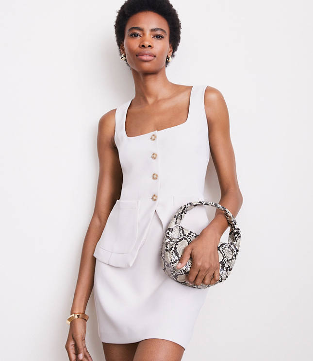 Petite LOFT Versa Crepe Drape Tank Pocket Vest