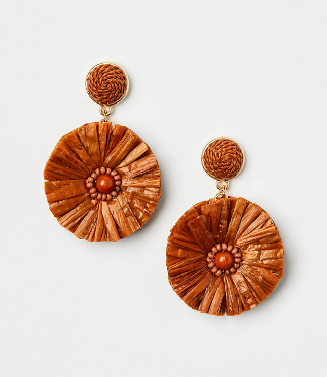 Loft Raffia Circle Statement Earrings