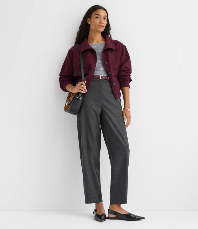 Petite Tailored Barrel Pants in Brushed Flannel