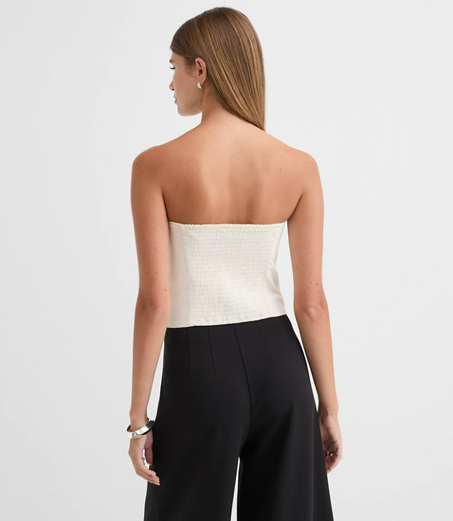 Shirred Curved Bustier Top