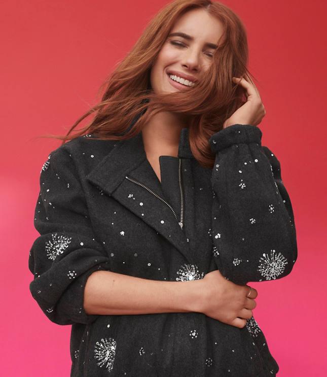 Sequin Embellished Bomber Jacket