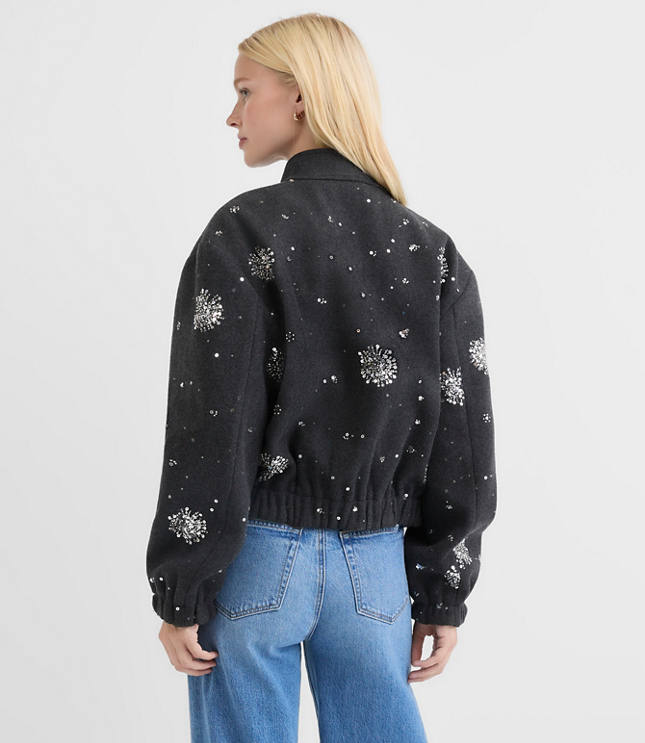 Sequin Embellished Bomber Jacket
