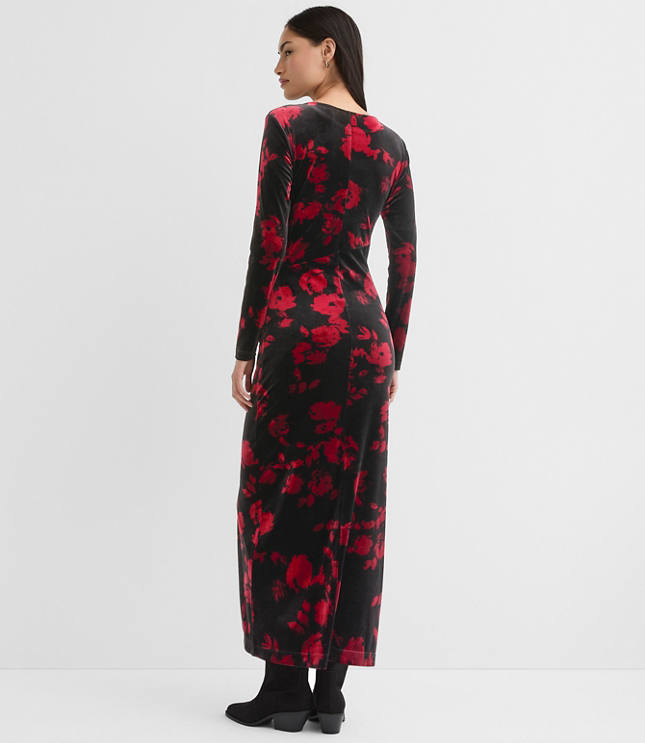 Velvet Ruched Midi Dress