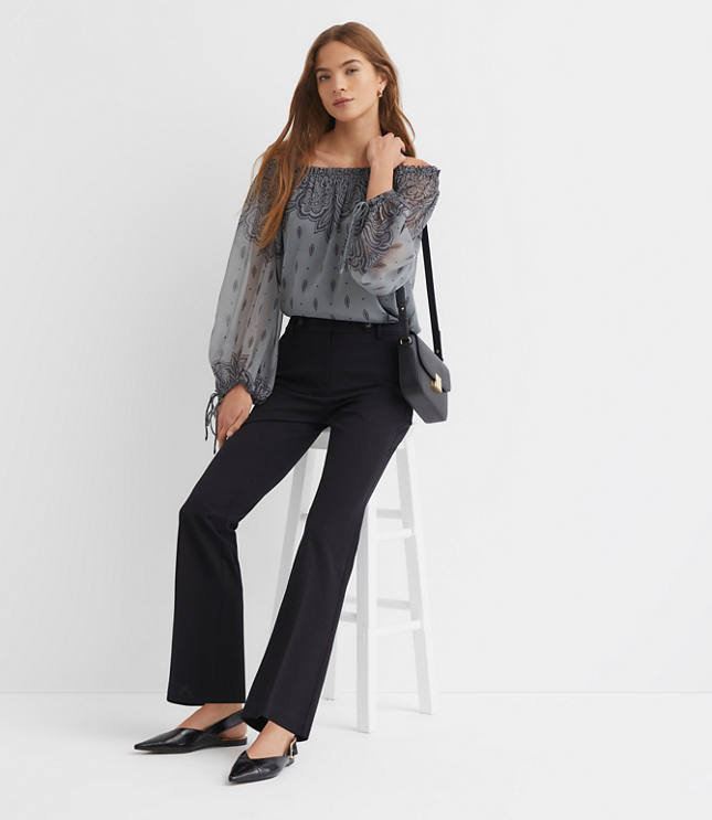 Tab Waist Boot Cut Pants in Bi-Stretch