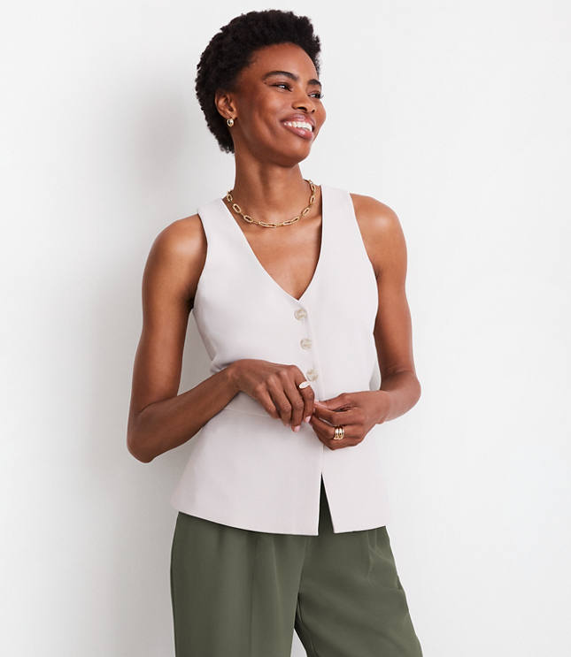 Petite LOFT Versa Crepe Drape Halter Vest