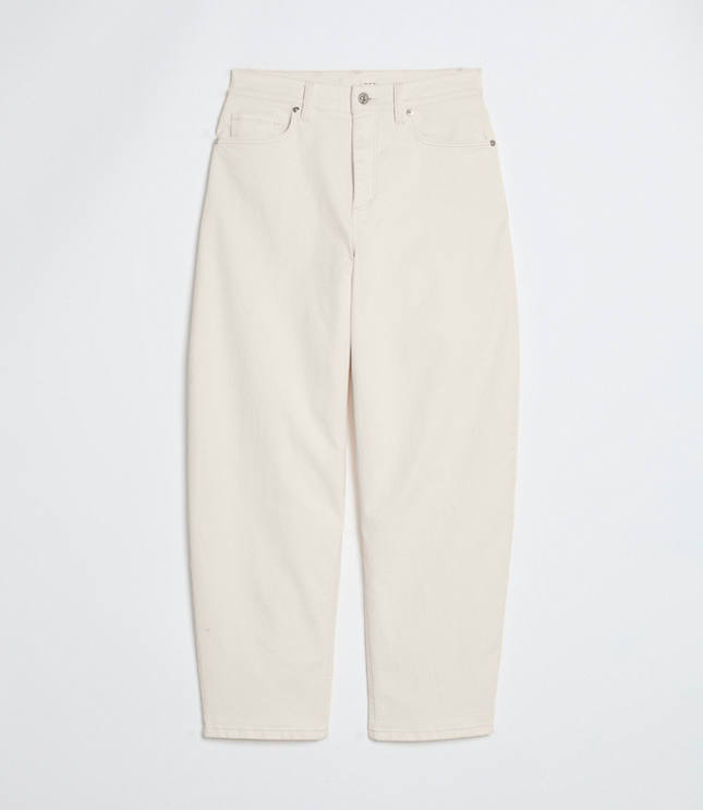 Petite High Rise Barrel Jeans Ivory