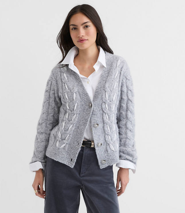 Lace Cable V-Neck Cardigan