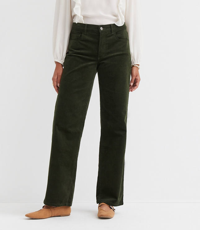 Petite Five Pocket Relaxed Straight Pants Brushed Corduroy