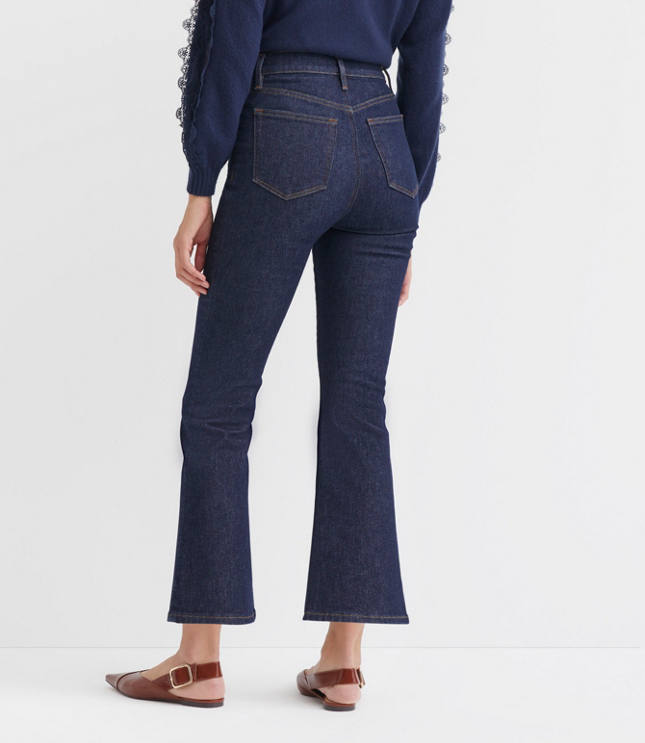 Patch Pocket High Rise Kick Crop Jeans in Classic Rinse Wash