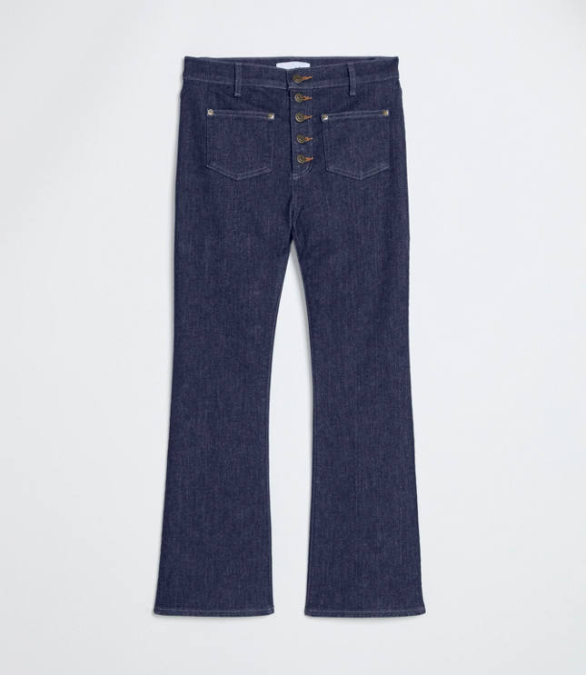 Patch Pocket High Rise Kick Crop Jeans in Classic Rinse Wash