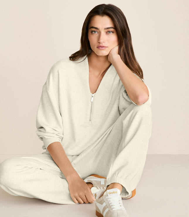 Lou & Grey Heathered Scubasoft Half Zip Top