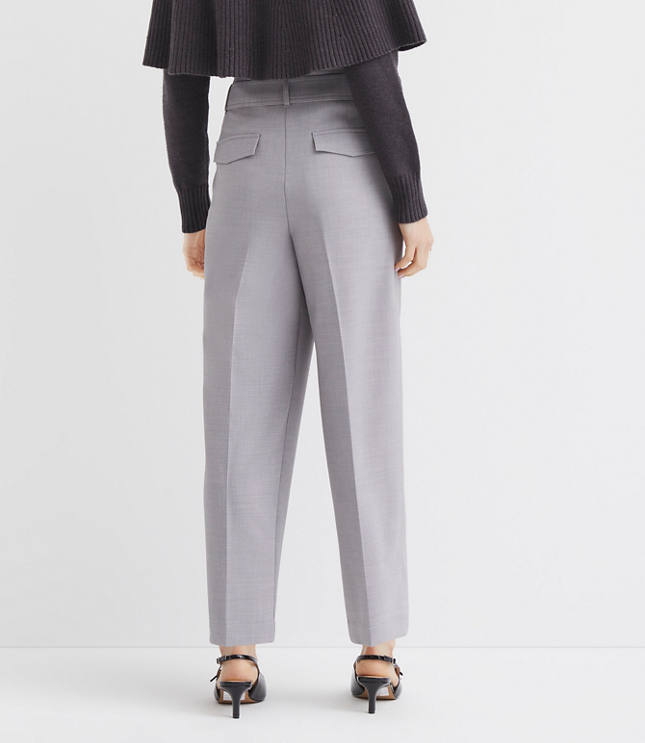 Petite Belted Taper Pants Melange