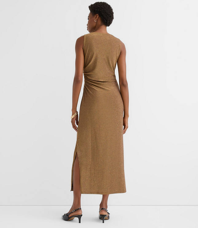 Shimmer Side Ruched Midi Dress