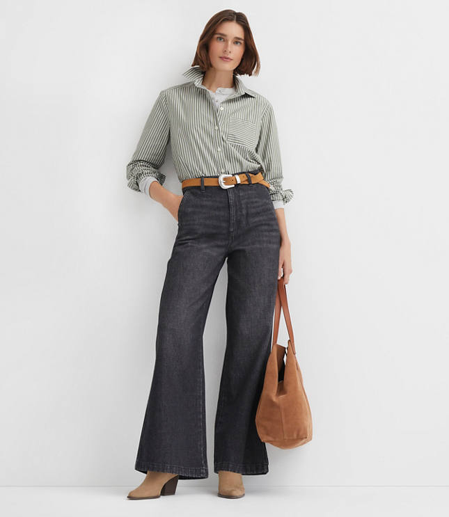 High Rise Trouser Jeans in Washed Black Wash